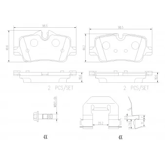BREMBO P06113NX - Jeu de 4 plaquettes de frein avant