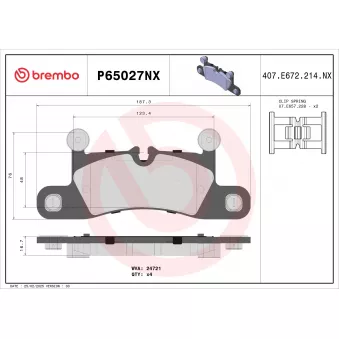 Jeu de 4 plaquettes de frein avant BREMBO OEM JZW698451R