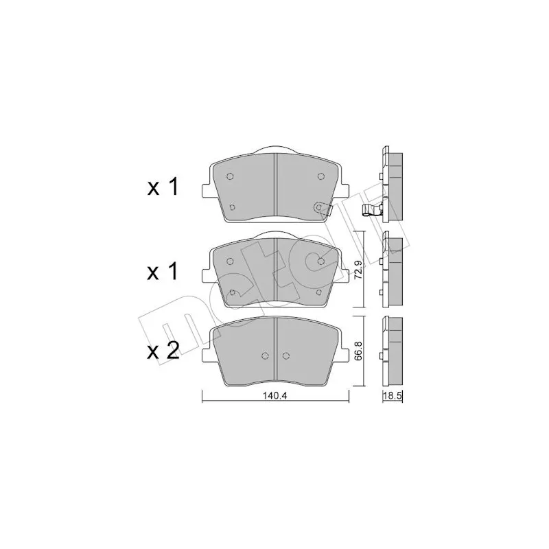 Jeu de 4 plaquettes de frein avant METELLI 22-1186-1 - Visuel 1