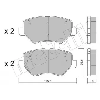 Jeu de 4 plaquettes de frein avant METELLI 22-1463-0 pour CITROEN C3 1,2 PureTech 100 - 101cv