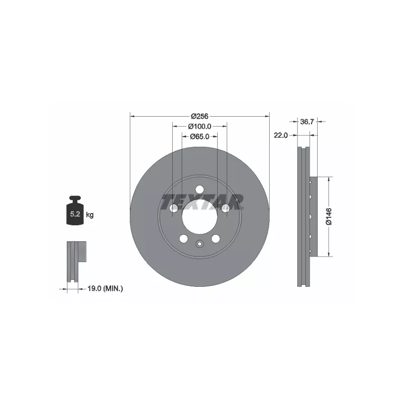Kit de disques et plaquettes avant TEXTAR 2313001-0822-00 - Visuel 2