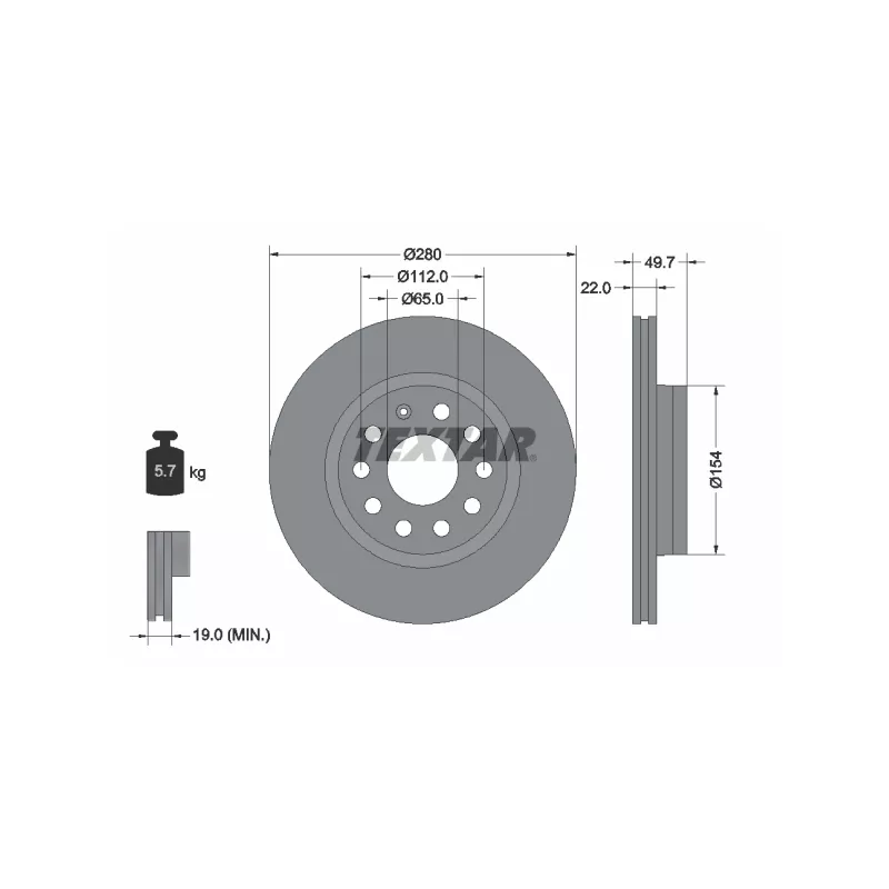 Kit de disques et plaquettes avant TEXTAR 2313001-1207-00 - Visuel 2