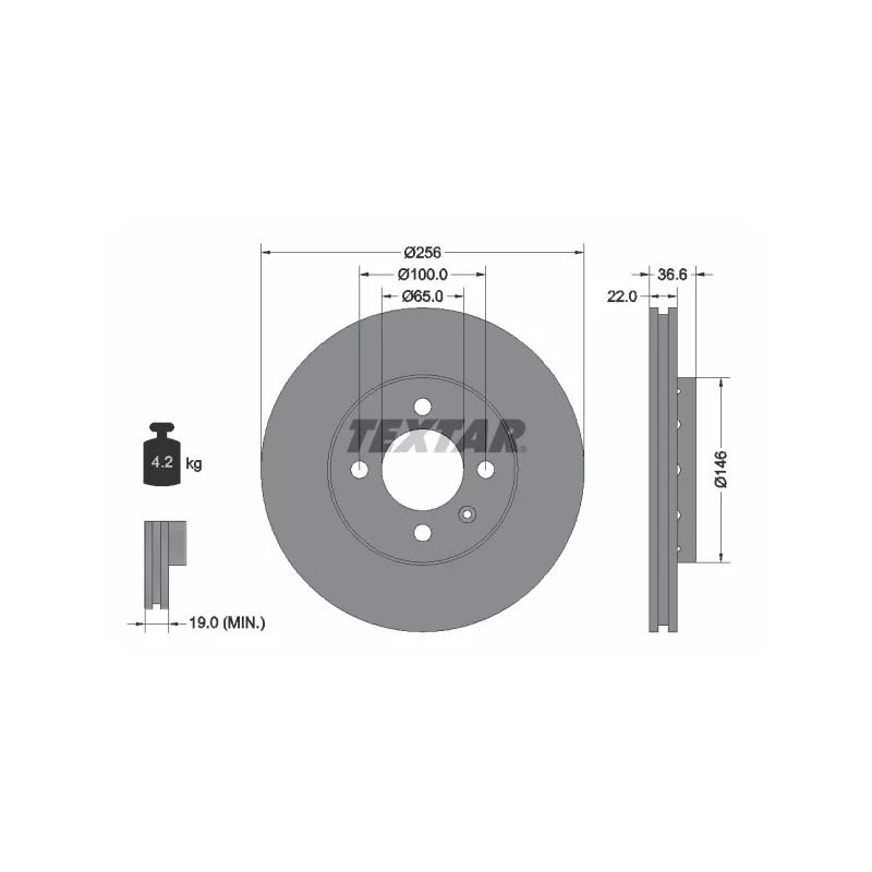 Kit de disques et plaquettes avant TEXTAR 2313001-2394-00 - Visuel 2