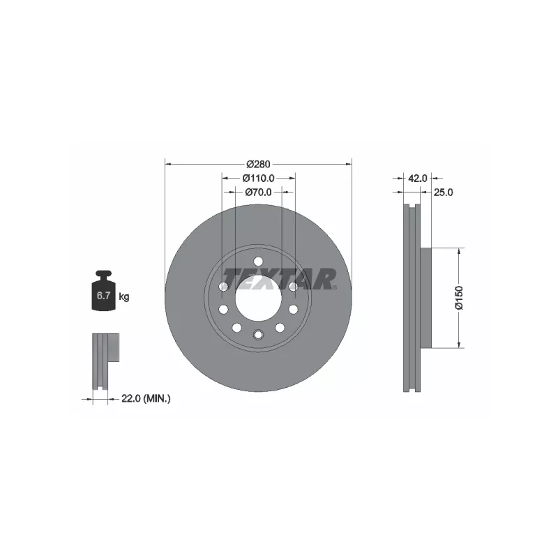 Kit de disques et plaquettes avant TEXTAR 2383201-0919-00 - Visuel 2