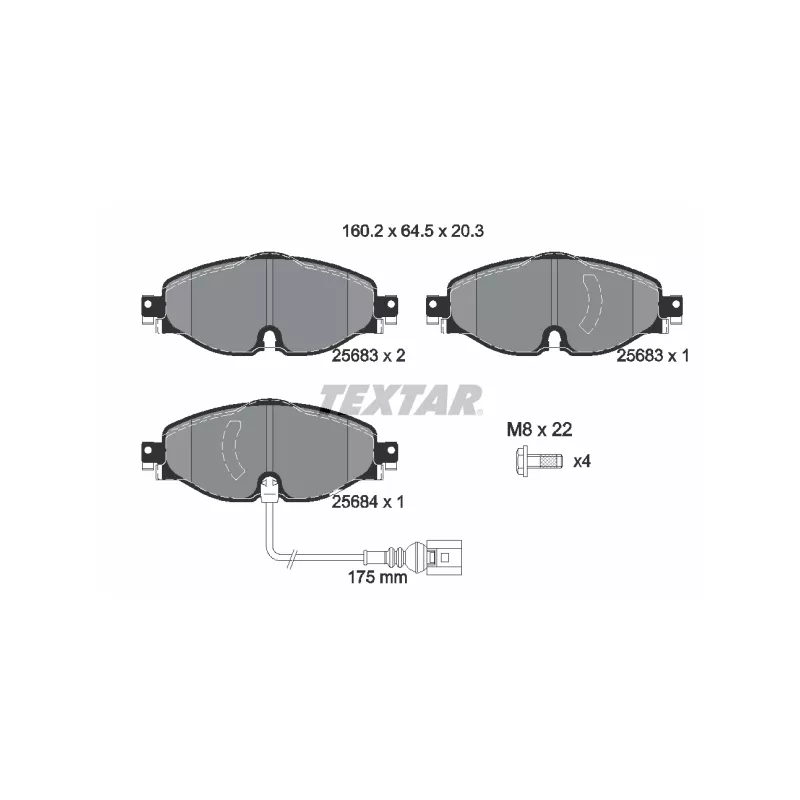 Kit de disques et plaquettes avant TEXTAR 2568301-1208-00 - Visuel 1