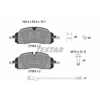 Jeu de 4 plaquettes de frein avant TEXTAR 2708201