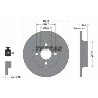 Jeu de 2 disques de frein avant TEXTAR OEM 9s511125aa