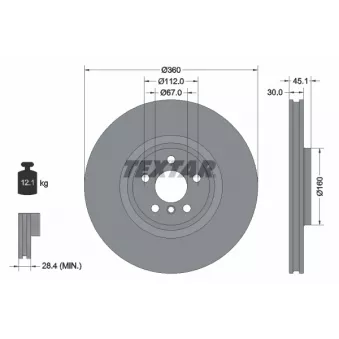 Disque de frein avant droit TEXTAR OEM 6884002