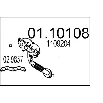 Collecteur, système d'échappement MTS OEM 1109204 Collecteur, système d'échappement MTS OEM 1109204