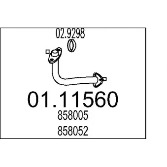 Tuyau d'échappement MTS 01.11560 pour OPEL ASTRA 1.6 i - 71cv