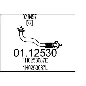 Tuyau d'échappement MTS 01.12530 pour VOLKSWAGEN GOLF 1.8 - 90cv