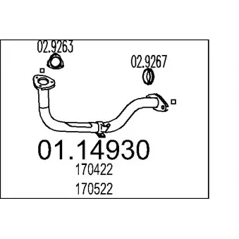 Tuyau d'échappement MTS 01.14930 pour PEUGEOT 205 1.1 - 54cv
