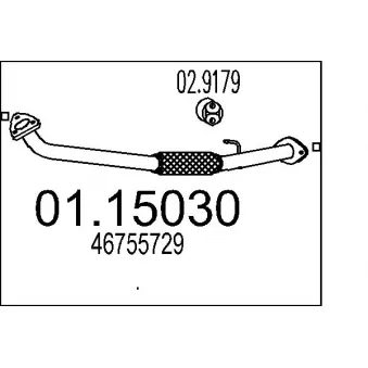 Tuyau d'échappement MTS 01.15030 pour FIAT DOBLO 1.9 JTD - 100cv
