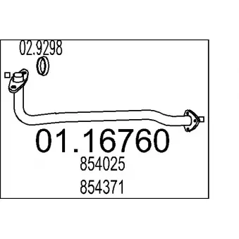 Tuyau d'échappement MTS 01.16760 pour OPEL ASTRA 1.6 i - 75cv