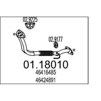 Tuyau d'échappement MTS 01.18010 pour FIAT PUNTO 60 1.2 - 58cv