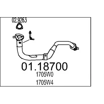 Tuyau d'échappement MTS 01.18700 pour CITROEN XSARA 1.6 i - 88cv