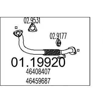Tuyau d'échappement MTS 01.19920 pour FIAT PUNTO 60 1.2 - 58cv