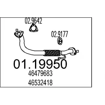 Tuyau d'échappement MTS 01.19950 pour FIAT PUNTO 85 16V 1.2 - 86cv