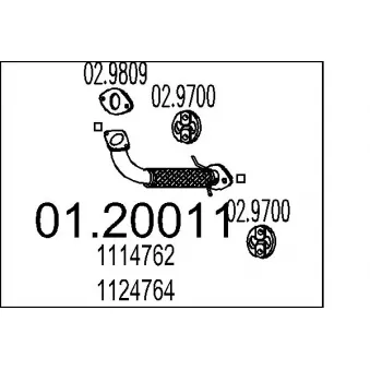 Tuyau d'échappement MTS 01.20011 pour FORD MONDEO 1.8 16V - 110cv