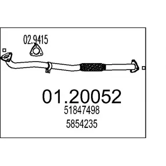 Tuyau d'échappement MTS 01.20052 pour OPEL ASTRA 1.9 CDTI - 120cv