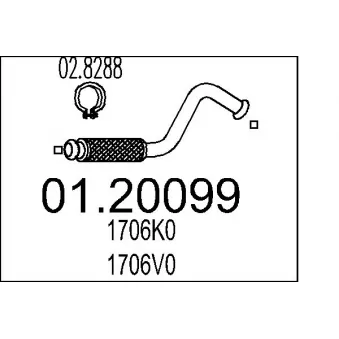 Tuyau d'échappement MTS 01.20099 pour CITROEN BERLINGO 1.6 HDI - 109cv