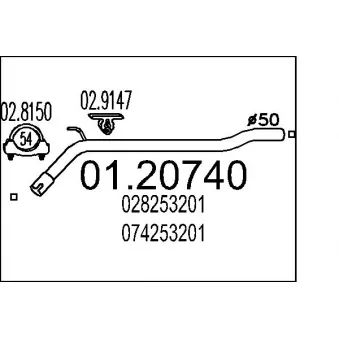 MTS 01.20740 - Tuyau d'échappement