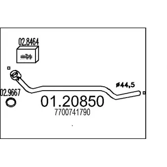 MTS 01.20850 - Tuyau d'échappement