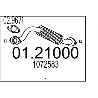 Tuyau d'échappement MTS 01.21000 pour FORD TOURNEO 1.8 16V - 116cv