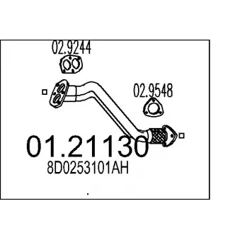 Tuyau d'échappement MTS 01.21130 pour FORD TRANSIT CONNECT 1.6 - 100cv