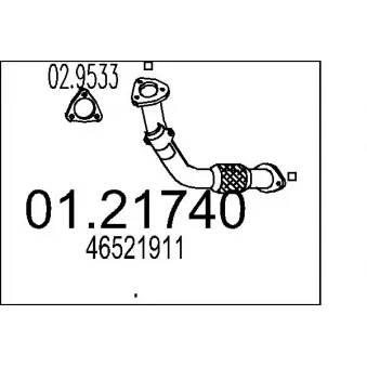 Tuyau d'échappement MTS 01.21740 pour FIAT SEICENTO / 600 1.1 - 54cv