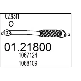 Tuyau d'échappement MTS 01.21800 pour FORD FIESTA 1.3 i - 50cv