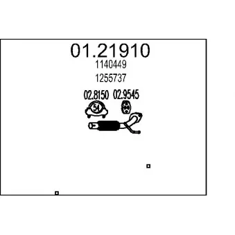 Tuyau d'échappement MTS 01.21910 pour FORD FIESTA 1.6 TDCi - 75cv