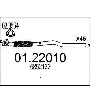 Tuyau d'échappement MTS 01.22010 pour OPEL ASTRA 1.2 16V - 75cv