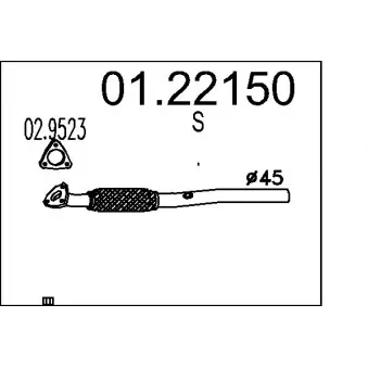 Tuyau d'échappement MTS 01.22150 pour VOLVO C30 1.4 - 90cv