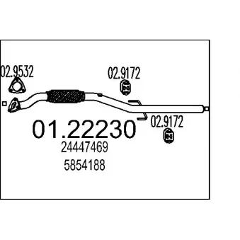 Tuyau d'échappement MTS 01.22230 pour OPEL VECTRA 1.8 16V - 122cv