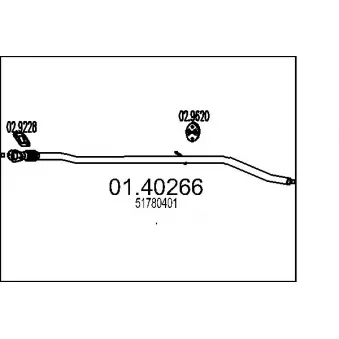 Tuyau d'échappement MTS 01.40266 pour FIAT PUNTO 1.2 60 - 60cv