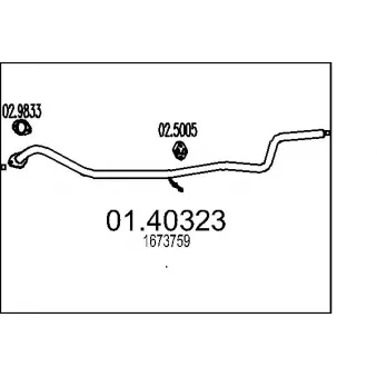 Tuyau d'échappement MTS 01.40323 pour FORD FIESTA 1.5 TDCi - 75cv