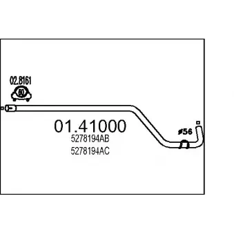 Tuyau d'échappement MTS 01.41000 pour CHRYSLER PT CRUISER 2.0 - 141cv