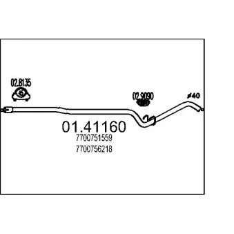 MTS 01.41160 - Tuyau d'échappement