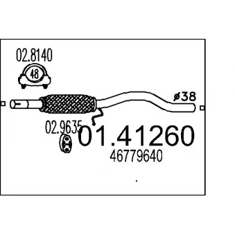 Tuyau d'échappement MTS 01.41260 pour FIAT SEICENTO / 600 1.1 - 54cv