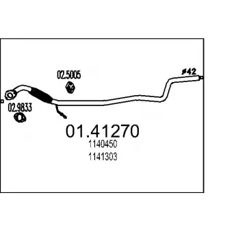 Tuyau d'échappement MTS 01.41270 pour FORD FIESTA 1.25 16V - 75cv