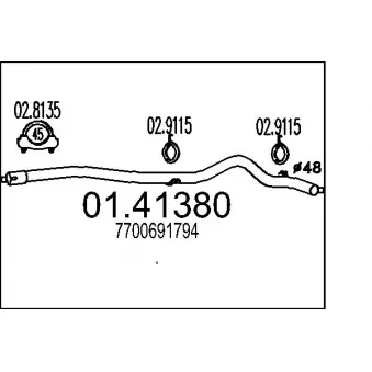 MTS 01.41380 - Tuyau d'échappement