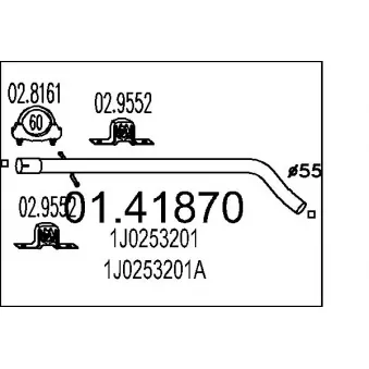 Tuyau d'échappement MTS 01.41870 pour VOLKSWAGEN BORA 1.9 TDI 4motion - 115cv
