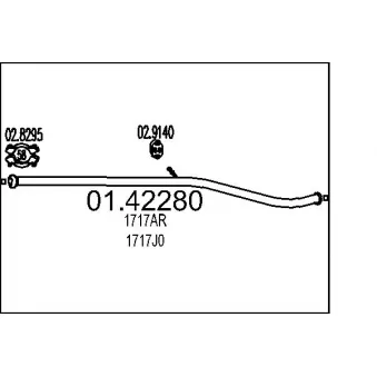 Tuyau d'échappement MTS 01.42280 pour PEUGEOT 206 1.1 - 60cv