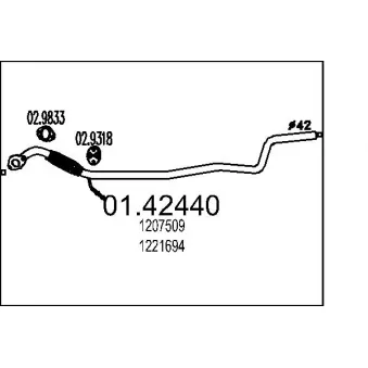 Tuyau d'échappement MTS 01.42440 pour FORD FIESTA 1.3 - 60cv