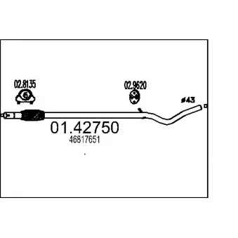 Tuyau d'échappement MTS 01.42750 pour FIAT PANDA 1.2 Bi-Power - 60cv