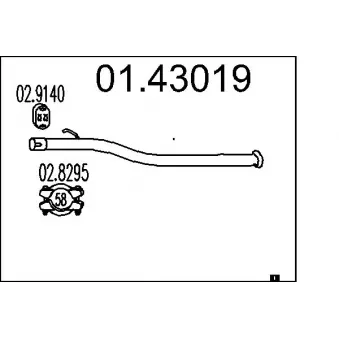 Tuyau d'échappement MTS 01.43019 pour PEUGEOT PARTNER 1.9 D 4x4 - 69cv