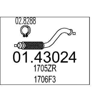 Tuyau d'échappement MTS 01.43024 pour CITROEN BERLINGO 1.6 HDI - 109cv