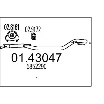 Tuyau d'échappement MTS 01.43047 pour OPEL ASTRA 1.9 CDTI - 120cv