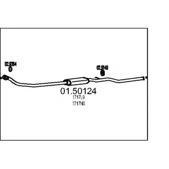 Silencieux central MTS 01.50124 pour CITROEN BERLINGO 1.4 i bivalent - 75cv